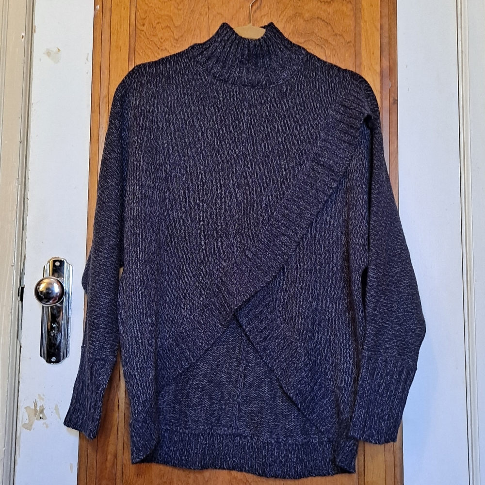 Francesca's | Turtleneck High-Low Sweater Dark Blue